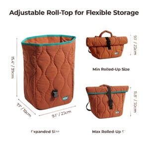 BAGSMART Insulated Cooler Bag Roll Top Lunch Tote Adjustable
Black New With Tags